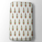 Pearl White & Ethnic Motif Red and Green Floral Digital Printed Fabric